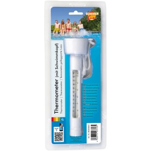 Termometro galleggiante Summer Fun Basic in blister, termometro da piscina bianco con scala di facile lettura.