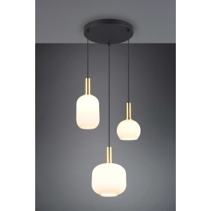 Lampadario a sospensione LED Diva 3 luci Ø30cm ottone satinato