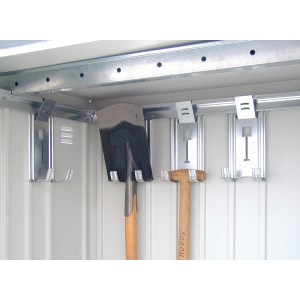 Biohort Porta attrezzi, set da 4, zincato a caldo, per riporre gli attrezzi da giardino nel capanno.