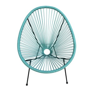 Sedia da giardino t.b.t. turchese con struttura in metallo nero.