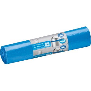 Sacchi per rifiuti LDPE blu, 70 litri, 10 pezzi su un rotolo.