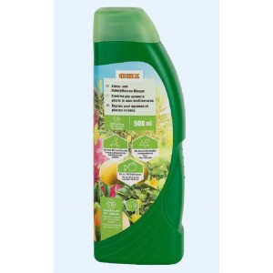Bottiglia verde di fertilizzante per agrumi, 500ml, per agrumi e piante in vaso.