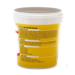 Secchio di stucco giallo per muro per riparare grandi fessure.