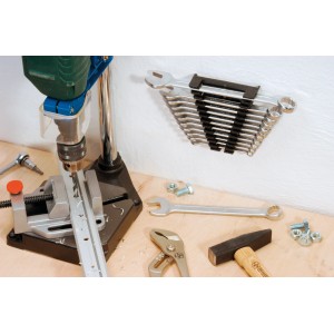 Set di chiavi combinate LUX da 12 pezzi (6-19 mm) con supporto, ideale per officina e montaggio.