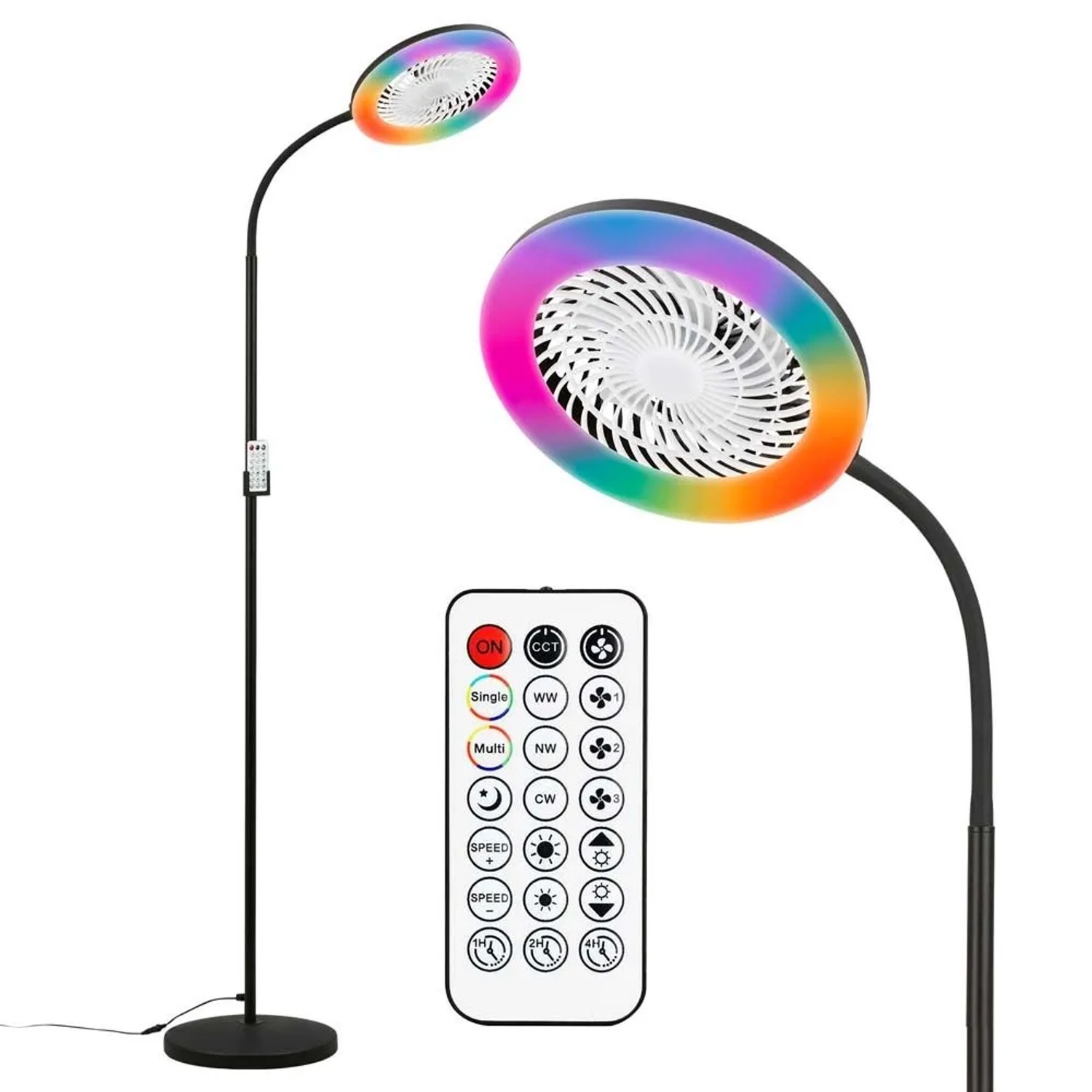 Lampada LED da terra Windy con ventilatore 1380 lm luce calda metallo nero_8