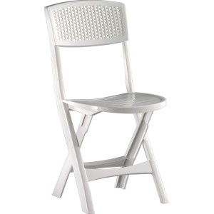 Sedia pieghevole da giardino bianca per esterni.