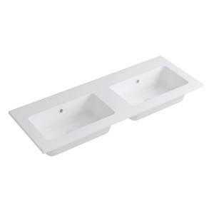 Mobile lavabo bianco t.b.t. con due lavabi per il bagno.