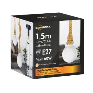 Confezione di una lampada a portale con sospensione a corda, attacco E27, max. 60W.