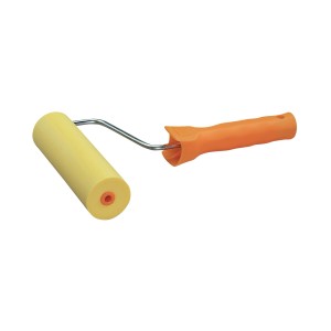 Rullo per pittura in schiuma gialla (Rulli) con manico arancione.