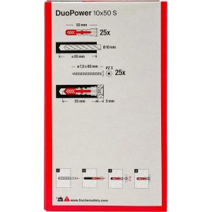 Tassello universale DuoPower con vite Ø 10 mm 25 pz