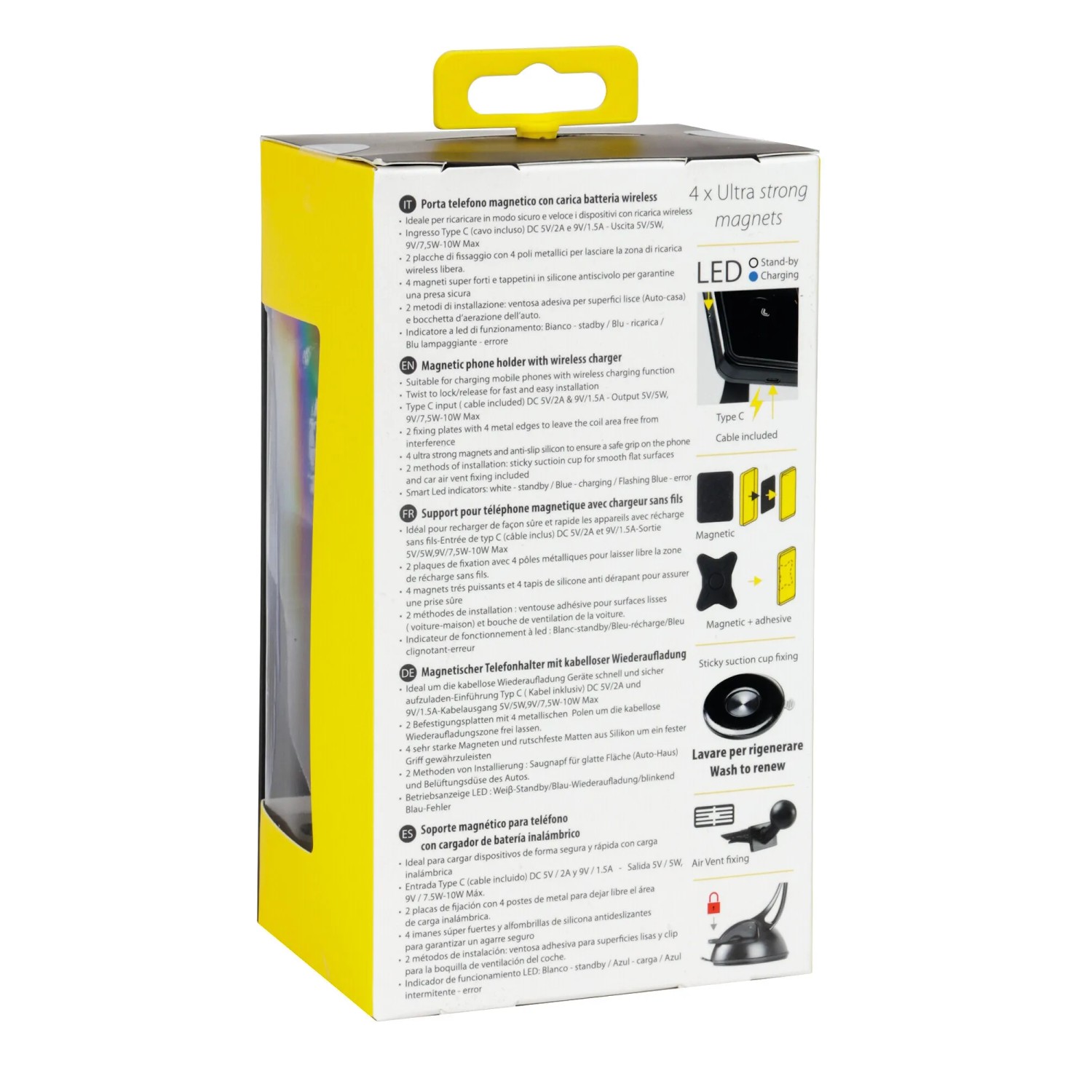 t.b.t. per interni auto: Supporto magnetico per telefono con ricarica wireless.
