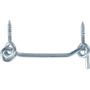 Gancio antivento zincato con occhiello, 4x80 mm, per fissare porte e persiane.