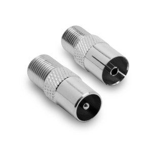Due connettori F color argento per accessori video.