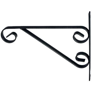 Staffa a muro nera decorativa per piante sospese e fioriere.