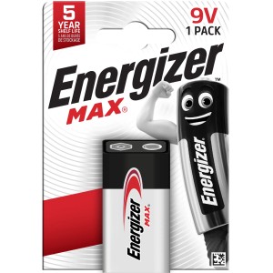 Batteria alcalina Energizer Max 9V E-Block, 1 pezzo. Batteria alcalina per dispositivi esigenti.