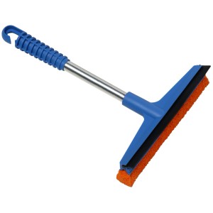 Lavavetri con manico blu e asta in alluminio per la cura dell'auto.