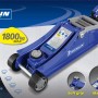 Cric idraulico blu Michelin, portata max 1800 kg, per riparazioni auto.