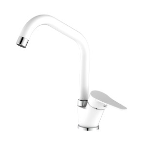 Miscelatore monocomando t.b.t. bianco per cucina o bagno.