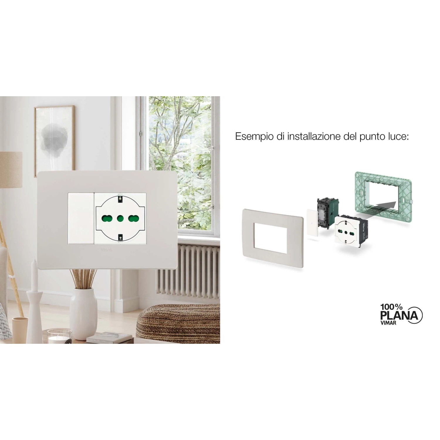 Presa 2 poli + T P40 universale a filo bianco_2