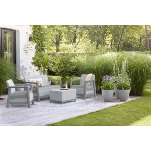 Salotto da giardino Scandi Linea in plastica grigio 4 posti