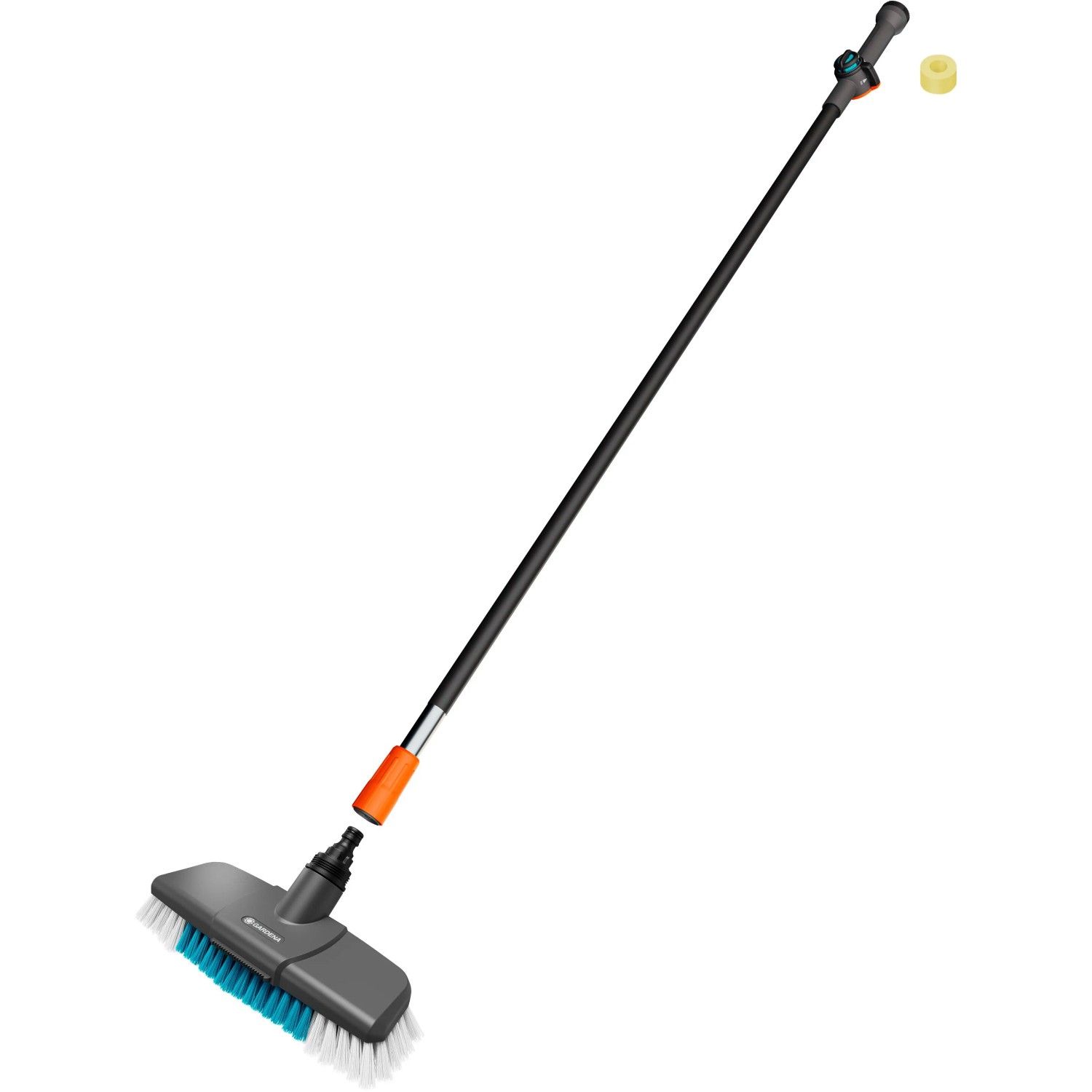 Gardena Cleansystem Spazzola Hard, antracite, con setole dure e manico telescopico per la pulizia a umido.