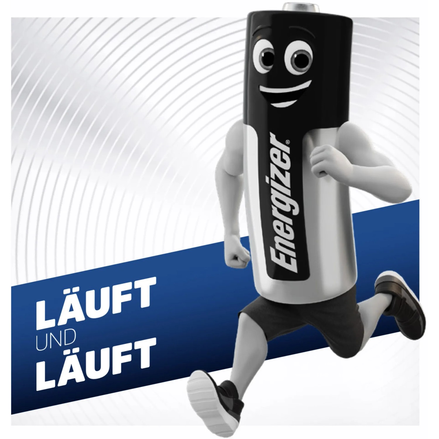 Batteria Energizer Ultimate Lithium AAA, confezione da 4, raffigurata come un personaggio dei cartoni animati che corre.