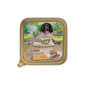 Stuzzy cibo umido per cani paté con pollo, lattina da 150g.