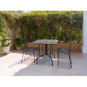 Tavolo da giardino Mosaico Flower in metallo verniciato 80x80x75 cm