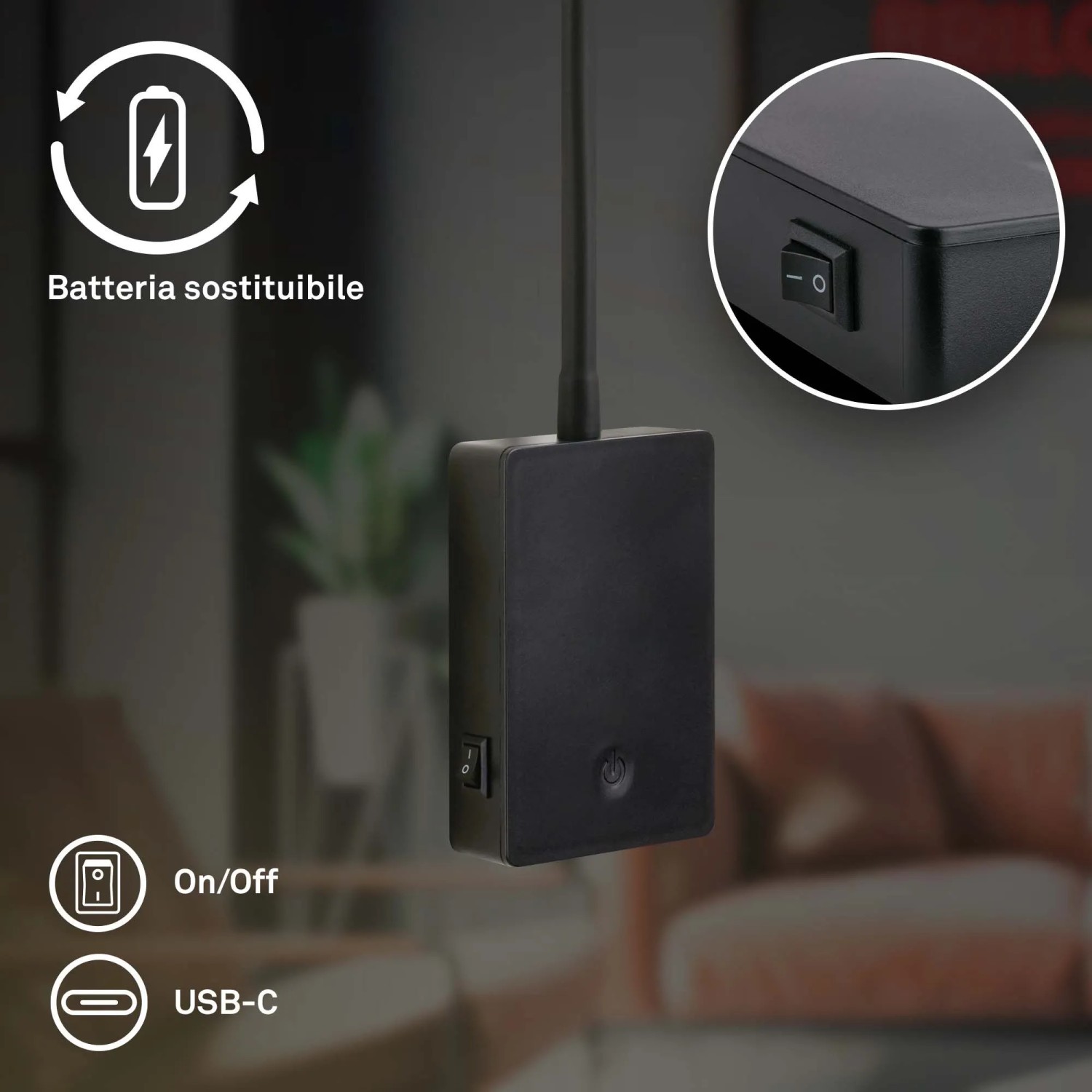 Luce da lettura a LED dimmer touch 200 lm 2W luce calda nero_4