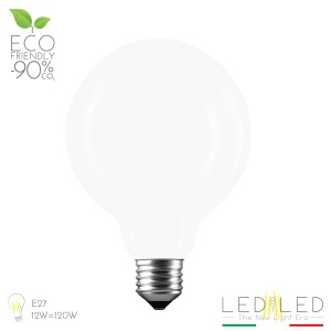 Lampadina LED E27 bianca con design a globo. Luce a risparmio energetico per la tua casa.