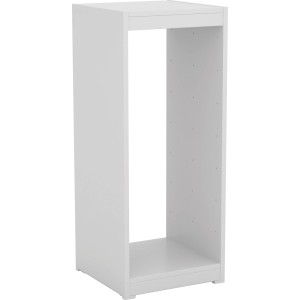 Scaffale bianco t.b.t. senza pannello posteriore e con ripiani per una progettazione individuale.