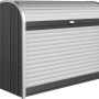 Biohort StoreMax 160 box da giardino, grigio scuro metallizzato, con serranda e serratura a cilindro.