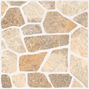 Pavimento per esterni t.b.t., effetto pietra naturale beige-marrone.