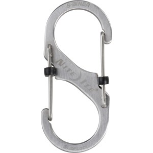 Nite Ize S-Biner SlideLock Gr. 3, moschettone in acciaio inox argentato con chiusura.