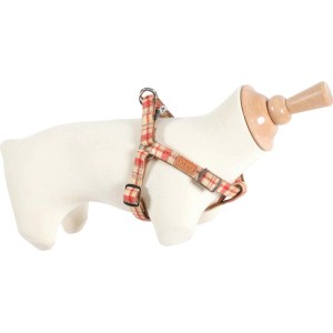 Imbracatura per cani t.b.t. a quadri rosso-beige su manichino.