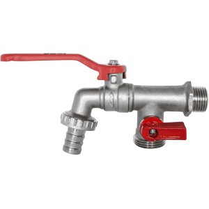 Rubinetto a sfera t.b.t. con maniglia rossa.