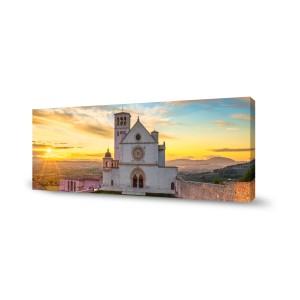 Quadri: Basilica di San Francesco ad Assisi all'alba.