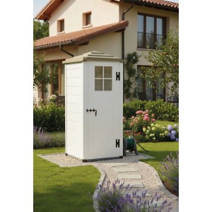 Casetta da giardino in PVC Pagoda Evo 80 sp 20 mm bianco/tortora 90x90x195 cm