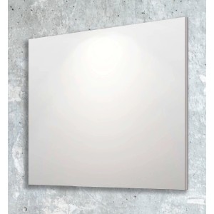 Specchio quadrato t.b.t. su parete di cemento.