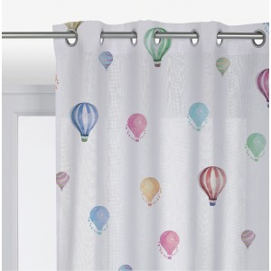 Tenda in tessuto t.b.t. con mongolfiere colorate per la cameretta dei bambini.