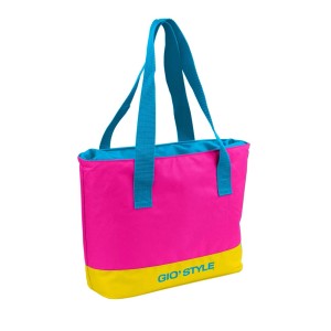 Borsa frigo t.b.t. per campeggio in rosa, giallo e blu.