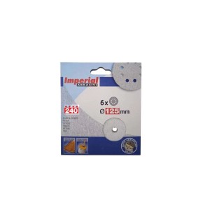 Dischi abrasivi Imperial Abrasivi, confezione da 6, Ø 125mm, grana 240, per lavori di levigatura.