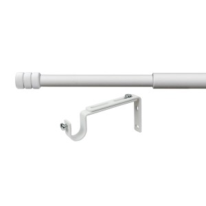 Set di bastone per tenda bianco con staffa per decorazione finestra.