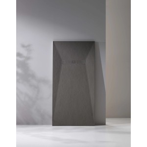 Piatto doccia t.b.t. rettangolare grigio con scarico dal design moderno.