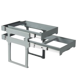 Portarifiuti estraibile grigio t.b.t. per mobili base con due contenitori.