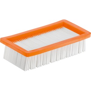 Filtro pieghettato piatto Kärcher per aspiracenere, filtro robusto con telaio arancione.