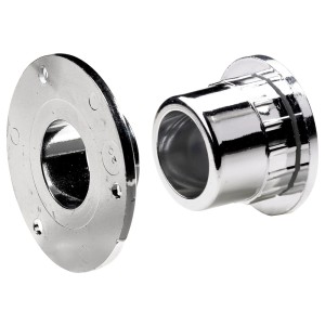 Supporto per tubo appendiabiti rotondo cromato in plastica per tubi da 20 mm di diametro.