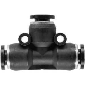 Raccordo a T nero per microirrigazione, dettaglio.