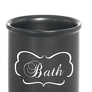 Portaspazzolino nero t.b.t. con scritta "Bath".