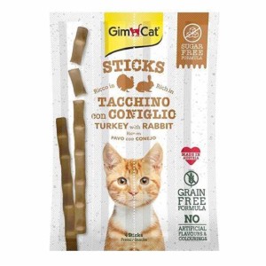 GimCat Sticks per gatti, tacchino e coniglio, senza zucchero, senza cereali.